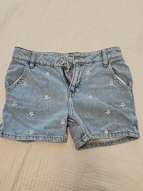 Light Blue Embroidered Denim Shorts - Girls